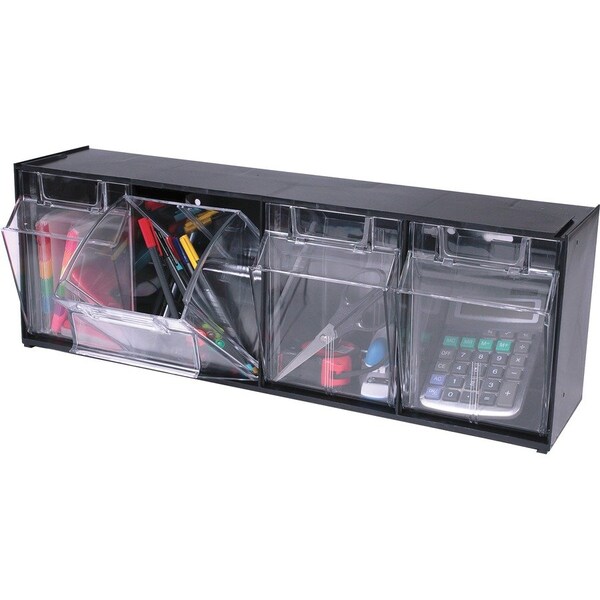 Interlocking Tilt Bin Sys.4 Bins, 23-5/8"x6-5/8"x-1/8", BK